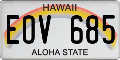 HI license plate EOV685