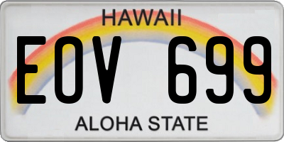 HI license plate EOV699