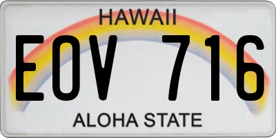 HI license plate EOV716
