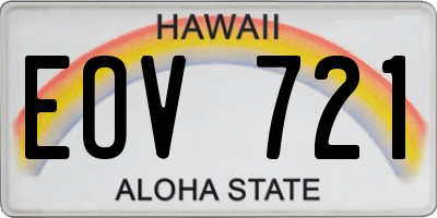 HI license plate EOV721