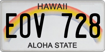HI license plate EOV728