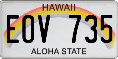 HI license plate EOV735