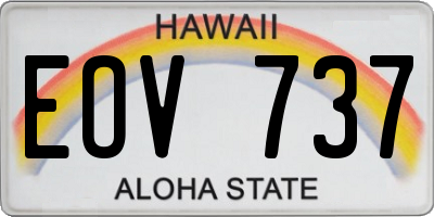 HI license plate EOV737