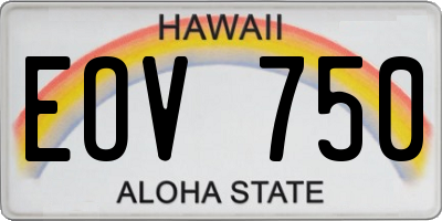 HI license plate EOV750