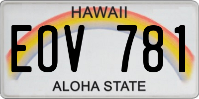 HI license plate EOV781