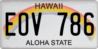 HI license plate EOV786