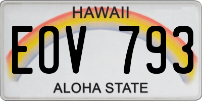 HI license plate EOV793