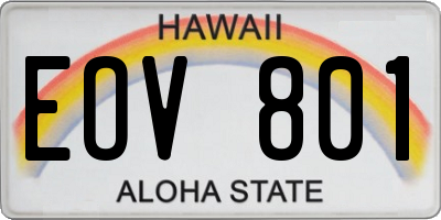 HI license plate EOV801