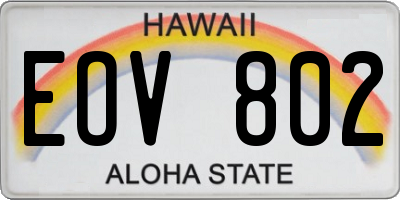 HI license plate EOV802