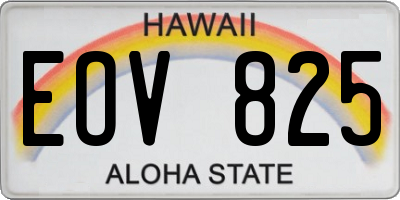 HI license plate EOV825