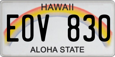 HI license plate EOV830