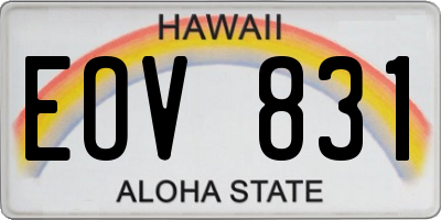 HI license plate EOV831