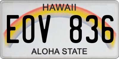 HI license plate EOV836