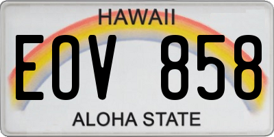 HI license plate EOV858