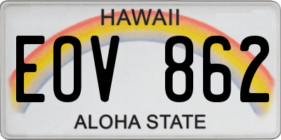 HI license plate EOV862