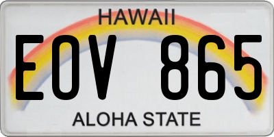 HI license plate EOV865