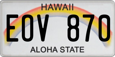 HI license plate EOV870