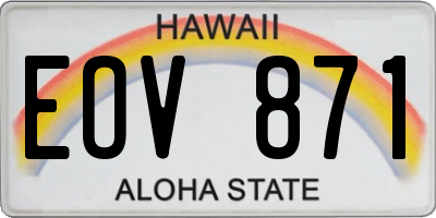 HI license plate EOV871