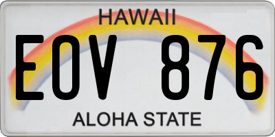 HI license plate EOV876