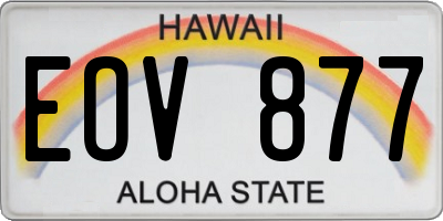 HI license plate EOV877