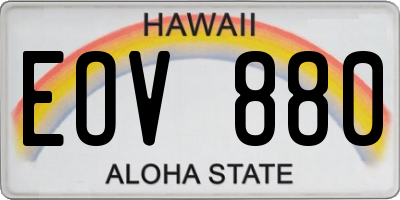 HI license plate EOV880