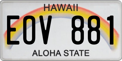 HI license plate EOV881