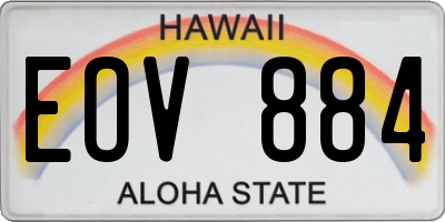 HI license plate EOV884