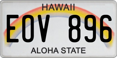 HI license plate EOV896