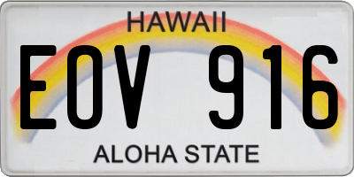 HI license plate EOV916