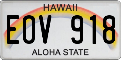 HI license plate EOV918