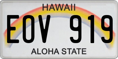 HI license plate EOV919