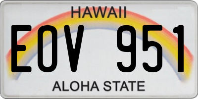HI license plate EOV951