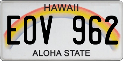 HI license plate EOV962