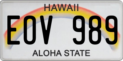 HI license plate EOV989
