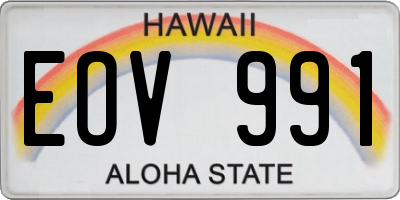 HI license plate EOV991
