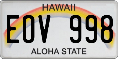 HI license plate EOV998