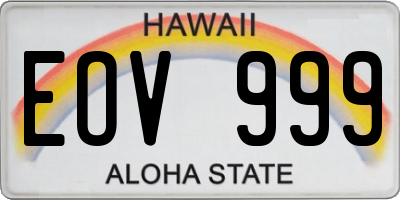 HI license plate EOV999