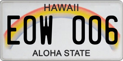 HI license plate EOW006