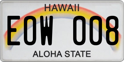 HI license plate EOW008