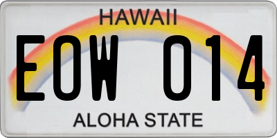 HI license plate EOW014