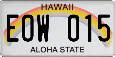 HI license plate EOW015