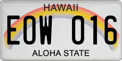 HI license plate EOW016