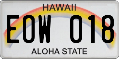 HI license plate EOW018