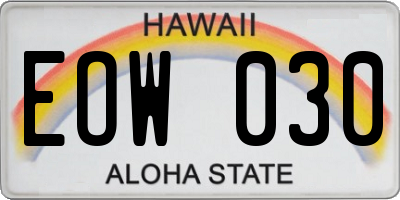 HI license plate EOW030