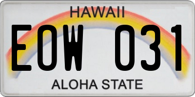 HI license plate EOW031