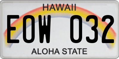 HI license plate EOW032
