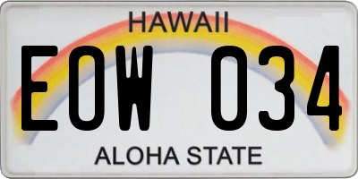 HI license plate EOW034