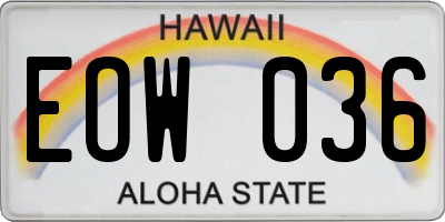 HI license plate EOW036