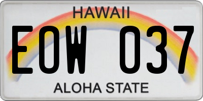 HI license plate EOW037