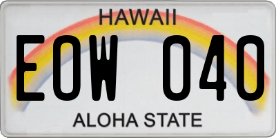 HI license plate EOW040